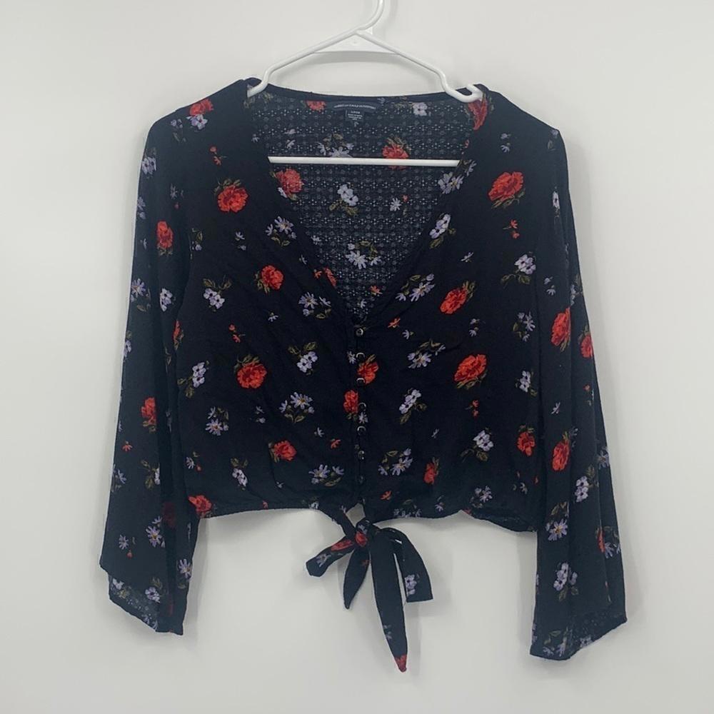 American Eagle Floral Crop Top Women’s Size Small
